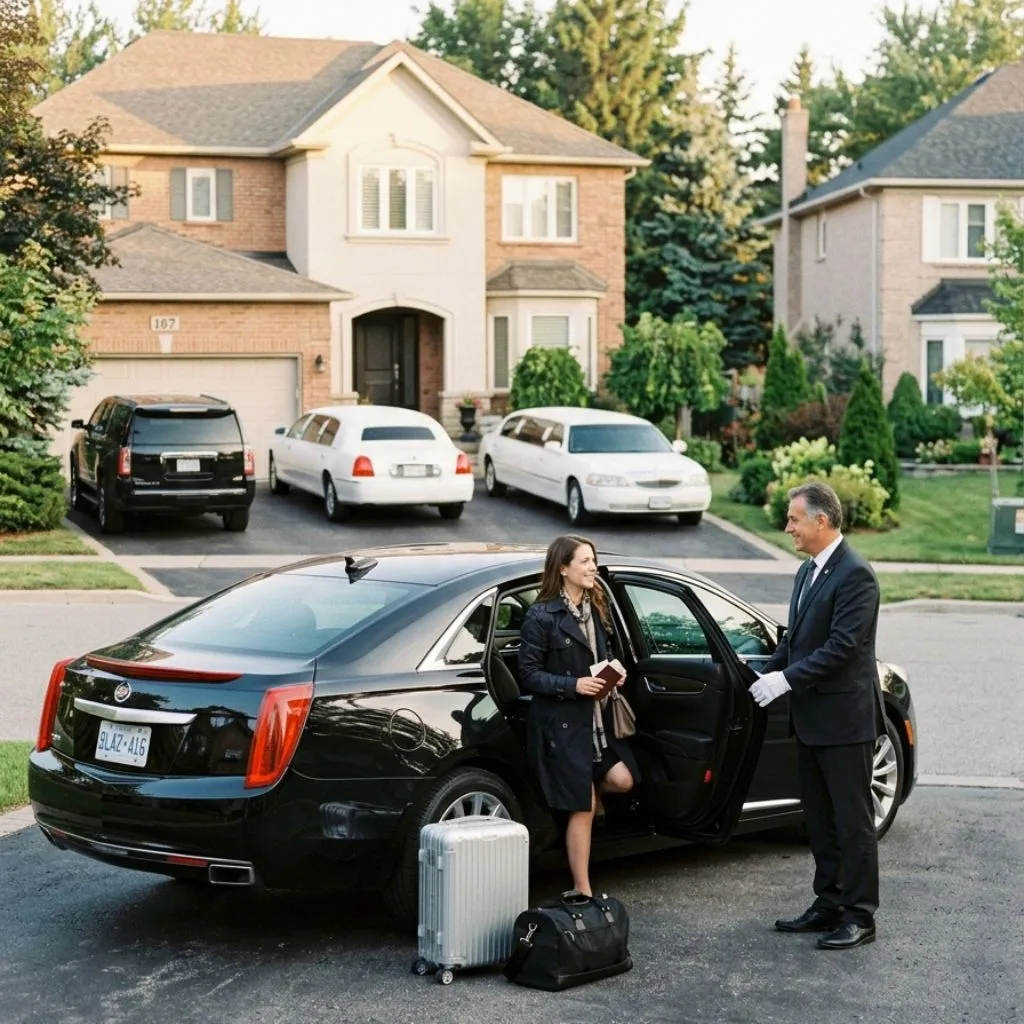 Markham Airport Limo Service sedan home pickup with chauffeur assistance