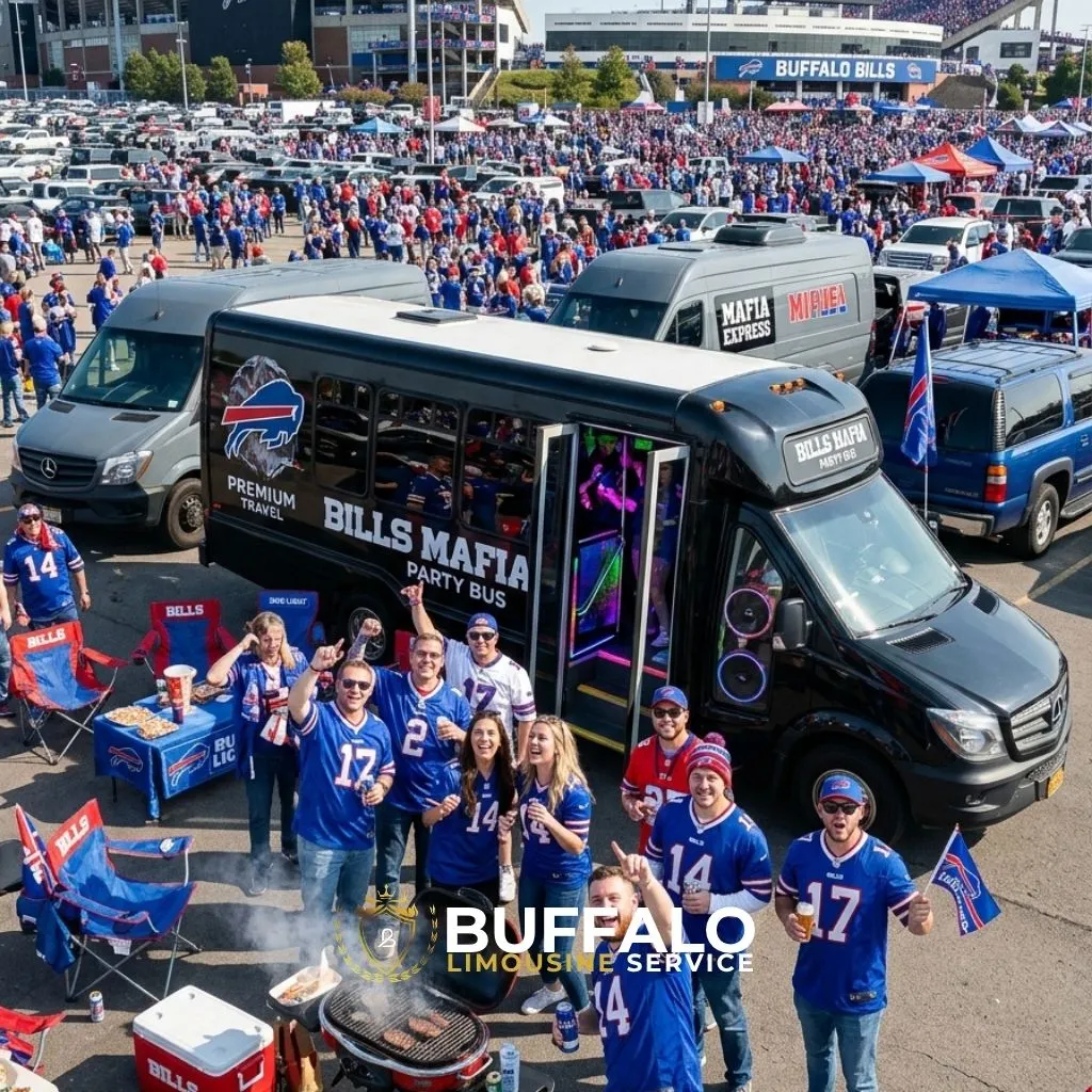 Buffalo Bills game limo party bus Toronto to stadium group travel